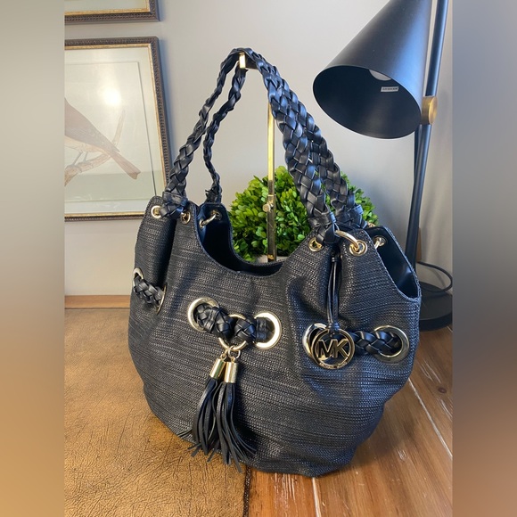 Michael Kors Astor Braided Grommet Large  Bucket Tote Bag - Picture 13 of 15